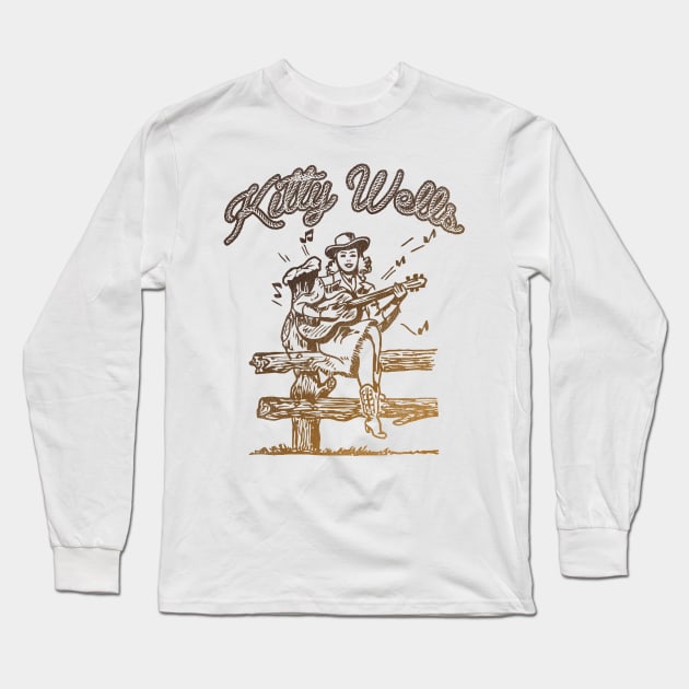 Kitty Wells Cowgirl Long Sleeve T-Shirt by darklordpug